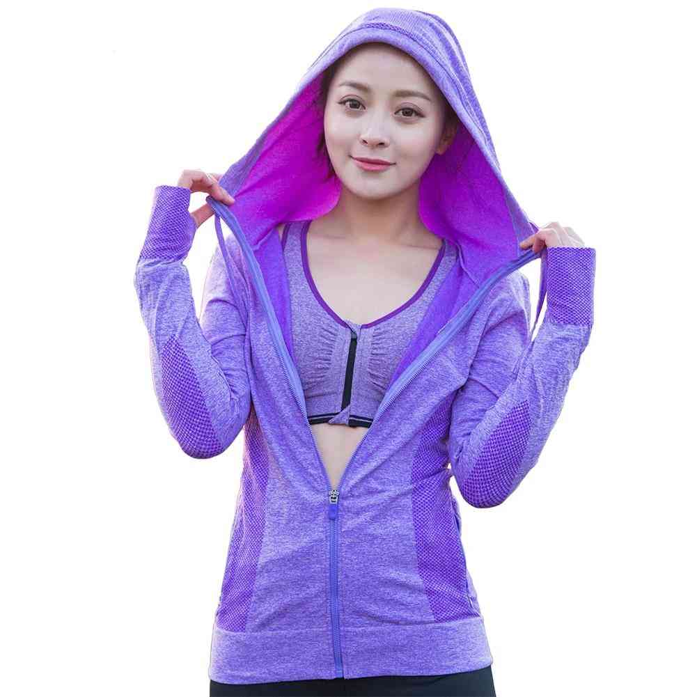 Women Zipper Hooded Sports  Fitness Jackets