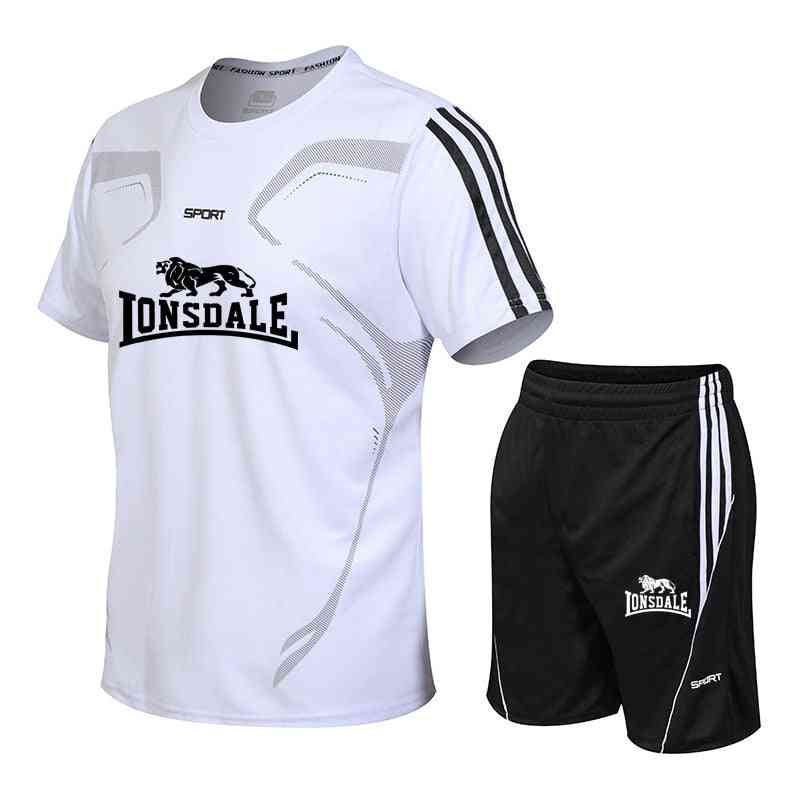 Conjunto masculino casual de duas peças de camiseta e shorts de manga curta, agasalho masculino streetwear