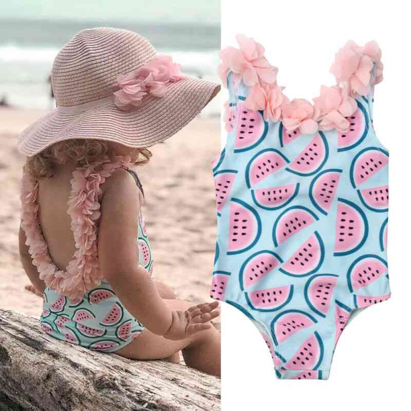 Baby Sleeveless Watermelon Print Backless Flower Cute Swimsuits