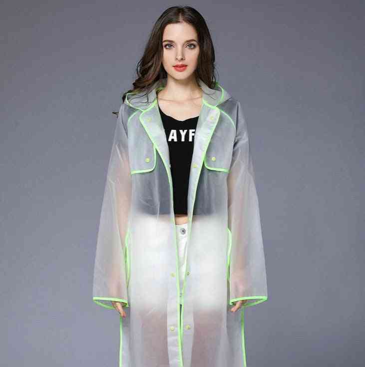 Women Waterproof Long Translucent Raincoat For Adults