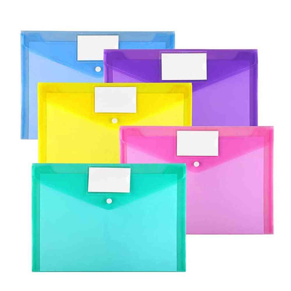 Plastic Envelopes Clear Document File Folders With Label Pocket & Snap