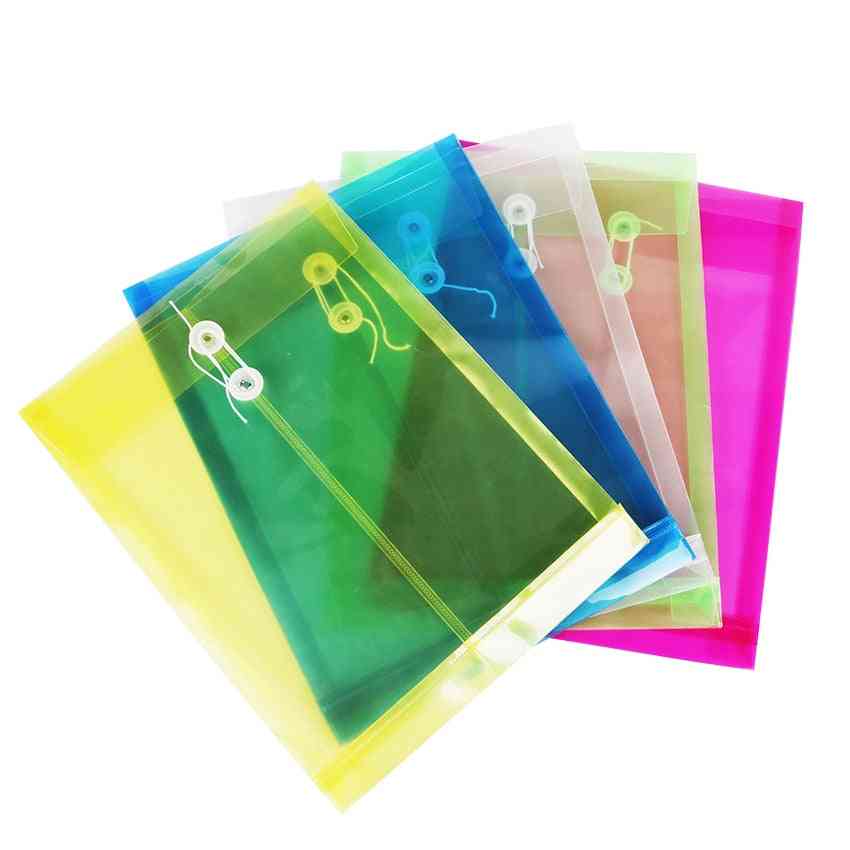 Simple Solid Color Plastic Transparent A4 Document Data Business Storage File Bag, Folder For Papers Stationery