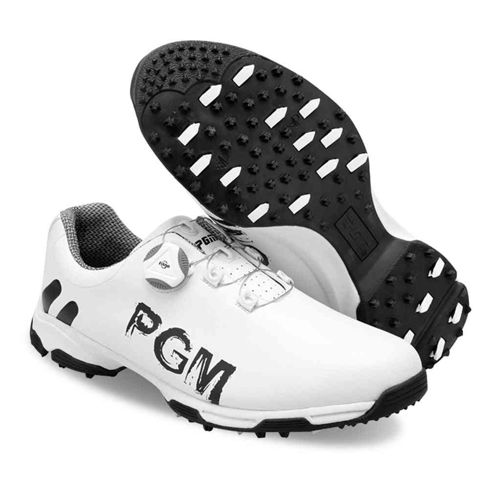 Men's Pgm Golf Shoes, Waterproof Anti-slip Golfer Patented Rotate Buckle Soft Shoe