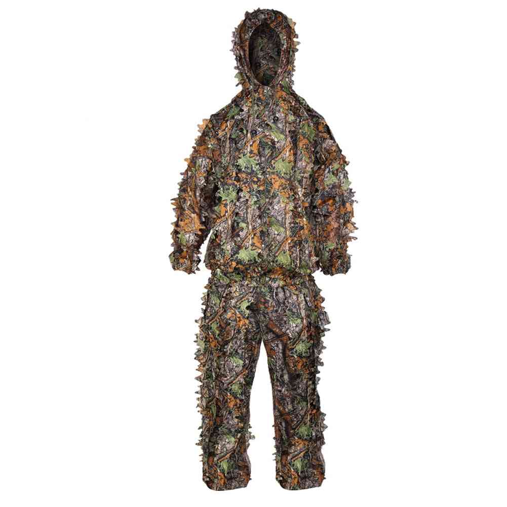 Ghillie Suits 3d Leaves Hunting Clothes, Bionic Yowie Sniper Airsoft Jacket And Pants