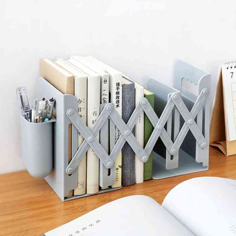 Retractable Bookends For Shelves With Pen Holder