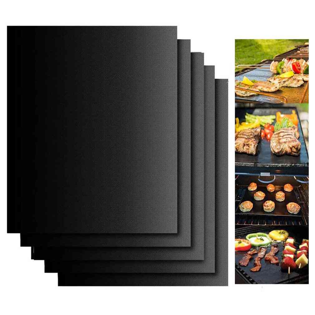 Non-stick Bbq Grill And Baking Mats, Reusable Plate Party Pad Outdoor Set