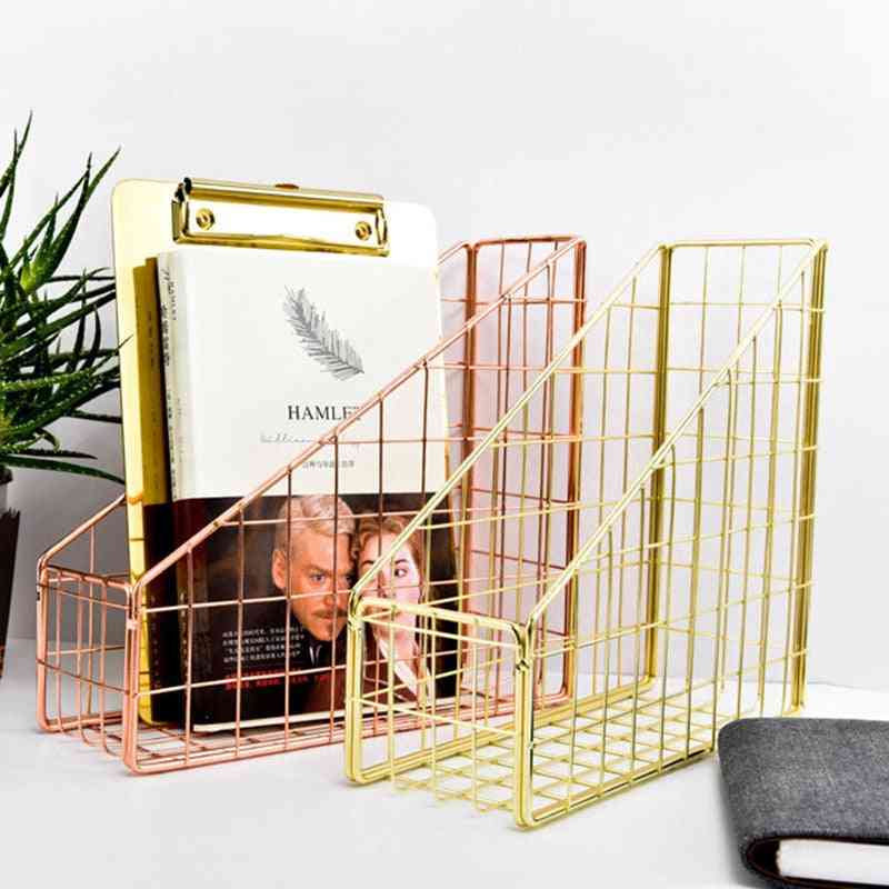 Electroplated Iron Book Holder-desktop File/magazine Stand