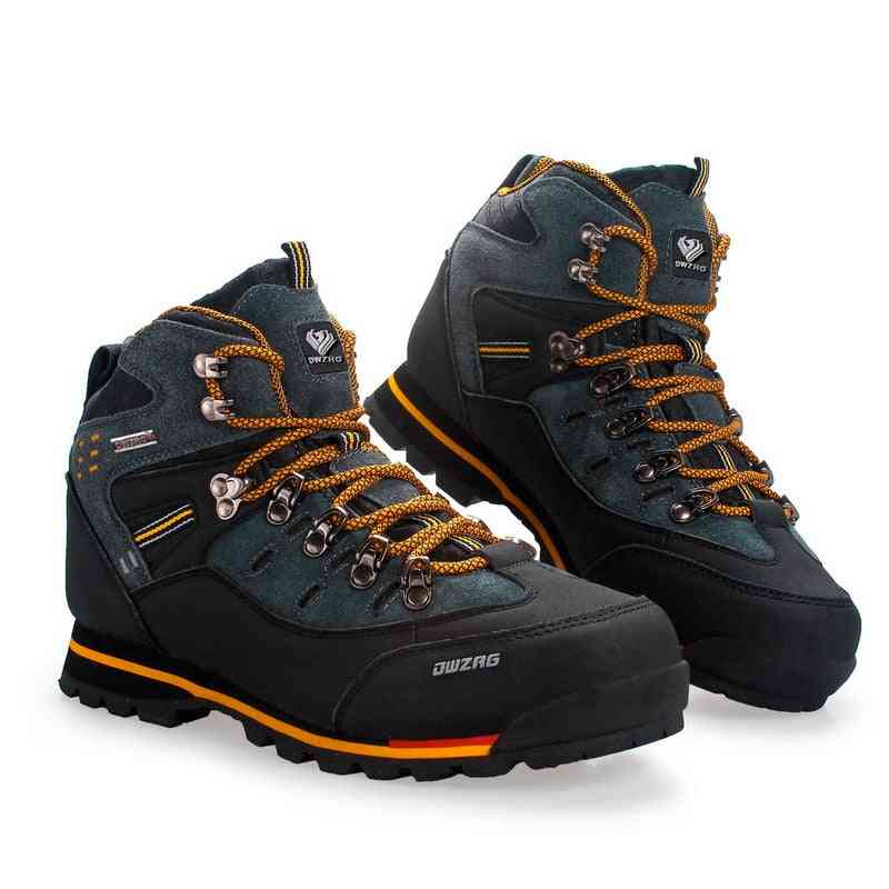 Men Hiking Waterproof Leather Shoes, Climbing & Fishing Outdoor Winter Trekking Sneaker