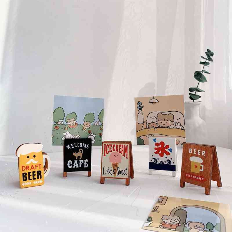 Vintage Coffee Beer Wooden Memo Holder Clip/photo Card Stand Folder