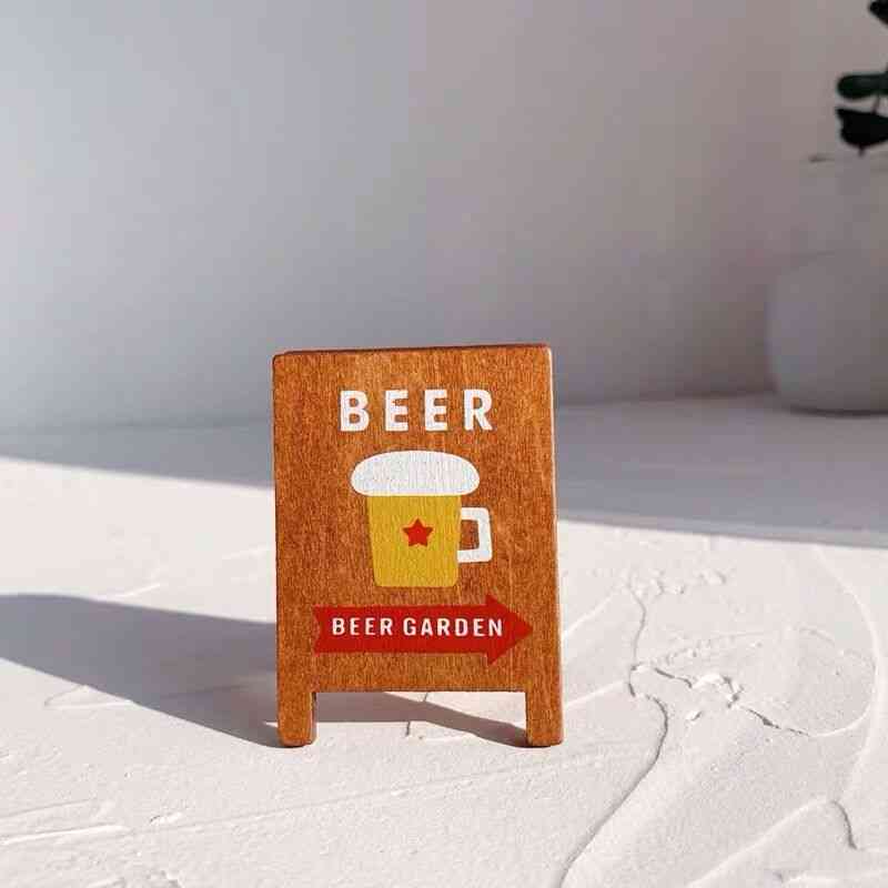 Porta-notas de madeira vintage café cerveja / pasta de suporte de cartão de foto