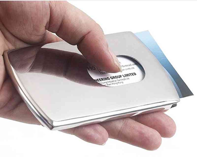 Vogue Thumb Slide Out Stainless Steel Pocket Business Id Credit Card Holder Case