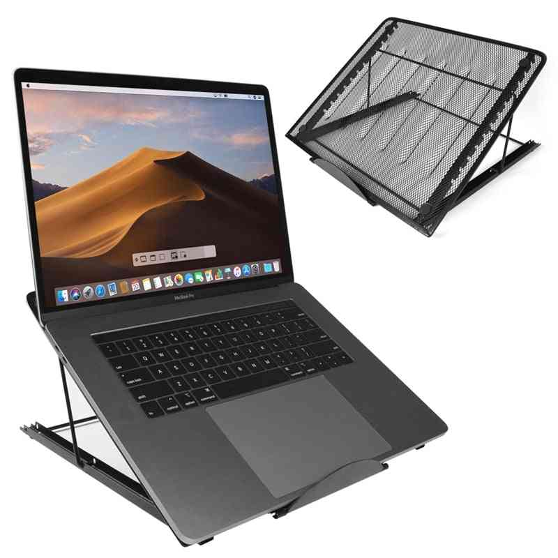 Adjustable And Fold-able Laptop Stand With Ventilated Mesh Platform
