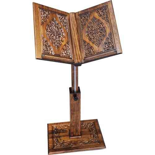 Hand Carved Wood Lectern With Lift