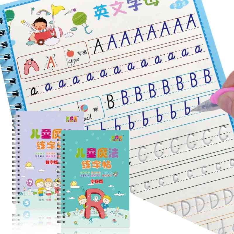 Reusable 3d Copybook For Calligraphy Number English Handwriting Books Learning Math Writing Practice Book