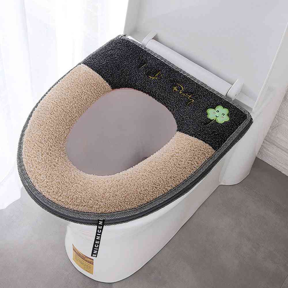 Nyt polstret toiletsæde med lynlås, pude badeværelse varmt blødt betræk
