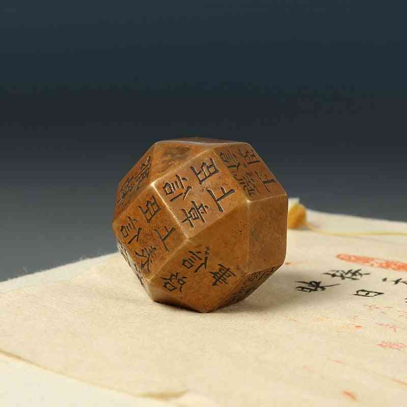 Vintage Ink Painting/portable Solid Bronze Paperweight Creative Polyhedron