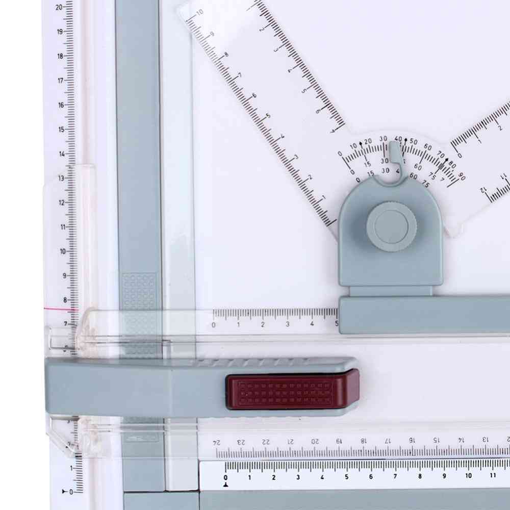 Architect Drafting Drawing Board, Ruler Table, Adjustable Angle, Art Draw Tool Set With Parallel Rulers And Corner Clips