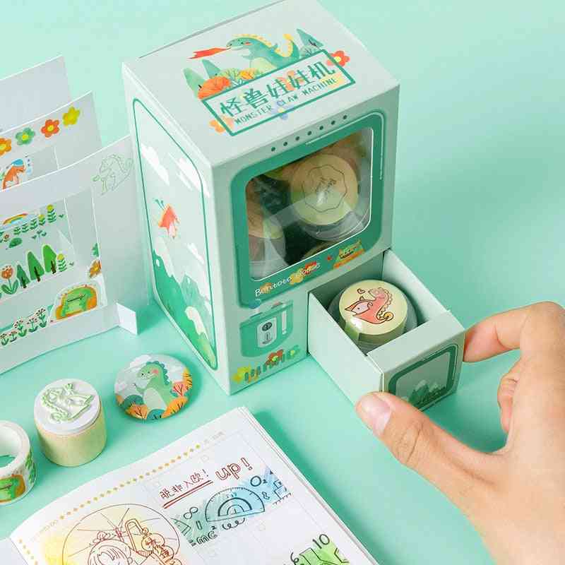 Caja mecedora gashapon milk tea machine series cinta decorativa de papel