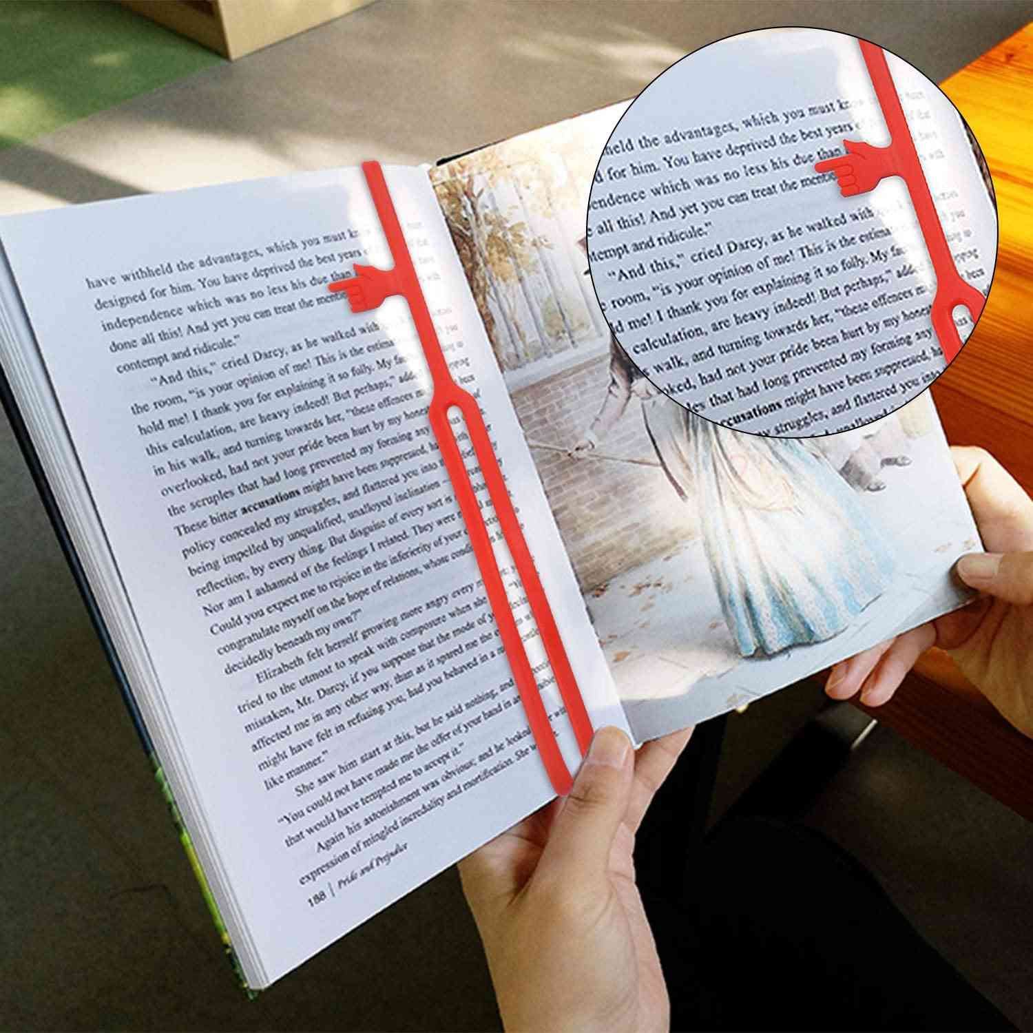 Silikónová záložka do prsta pre knihy, elastický gumený remienok, držiak na stránku na čítanie kníh
