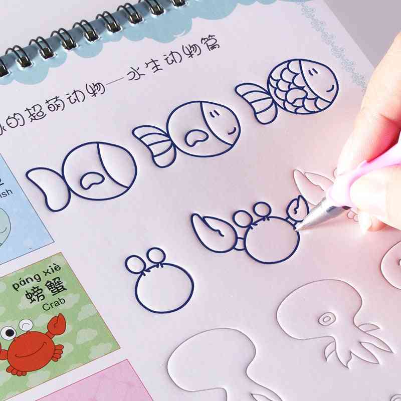 Drawing Reusable Basic Painting Copybook, Hand Writing Groove Training Notebook