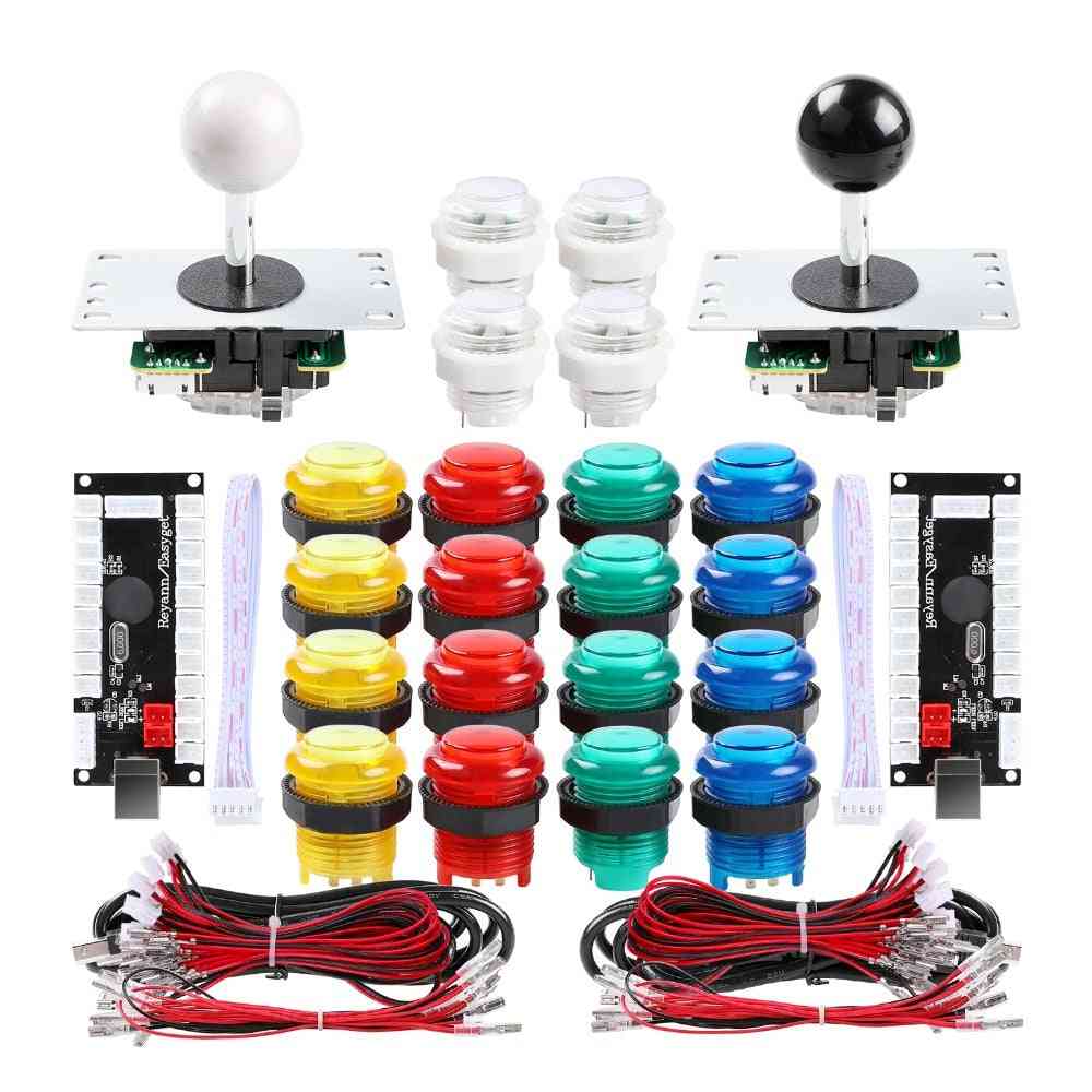 2-gracz DIY zestawy joysticków arkadowych z 20 przyciskami arkadowymi LED + 2 joysticki + 2 koder usb zestaw + kable zestaw części do gier arkadowych