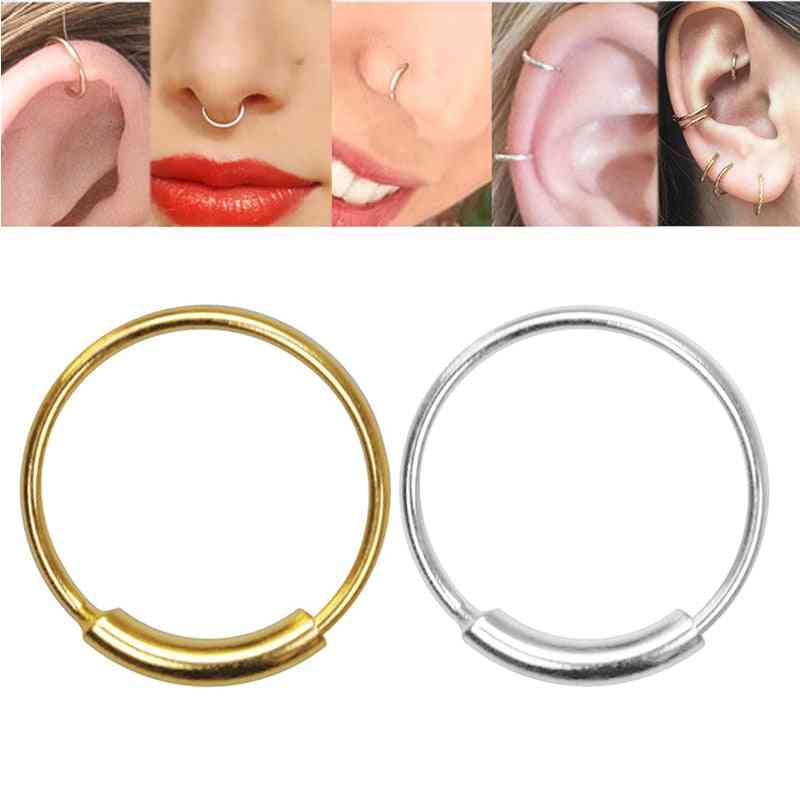 Sterling Silver Nose Ring, Piercing Hoop Body Jewelry
