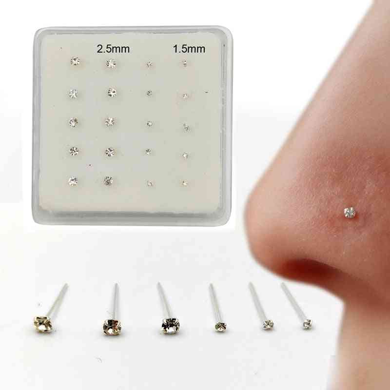 10pcs 2.5mm, & 10pcs 1.5mm Sterling Silver Nose Stud, Mixed Pin, Nostril Piercing