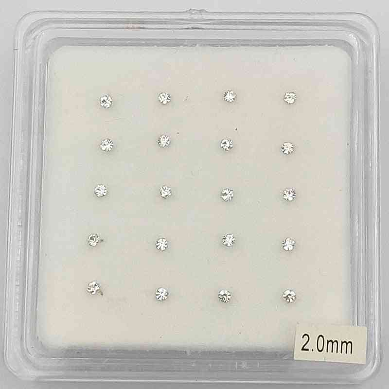 Sterling Silver Clear Crystal Nose Stud, Piercing Body Jewelry