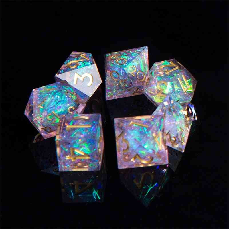 Dnd role playing game-dice, handgemaakte 7-dobbelstenen polyhedrale spiegeldobbelstenen set
