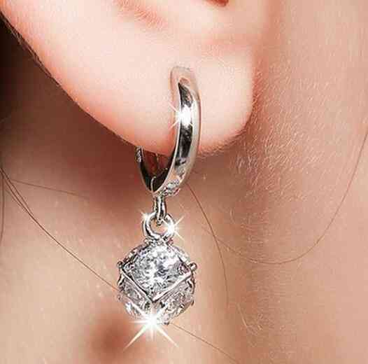 Sterling smykker krystalkugle øreringe