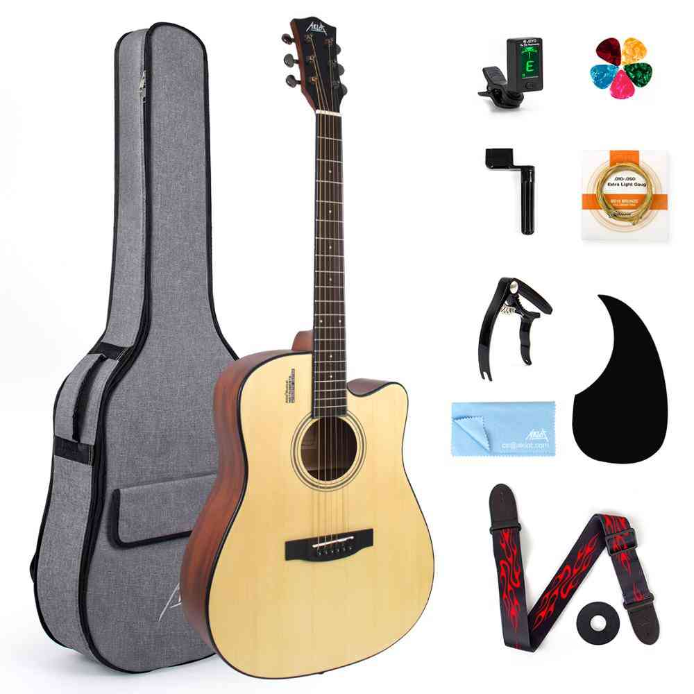 Acoustic Guitar Spruce Student & Beginner Gig Bag Tuner Strap Picks String Pickup Tools