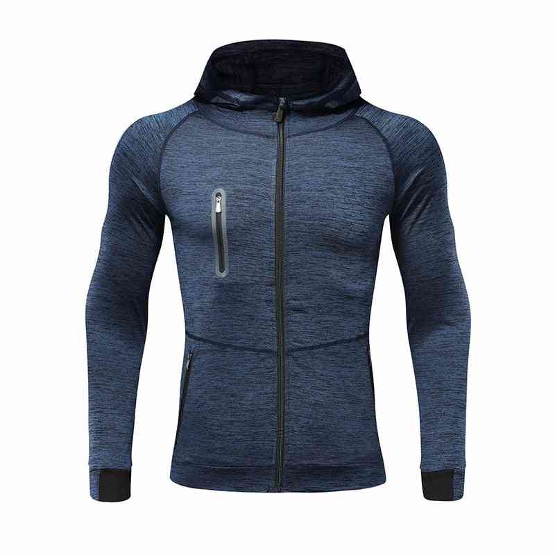 Men Autumn Hooded Sports Coat Quick-drying Workout Running Training Athletics