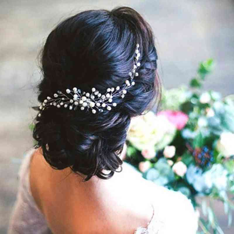 Aukmla Bride Wedding Hair Pins, Pearl Beads Headpiece Hair-clip