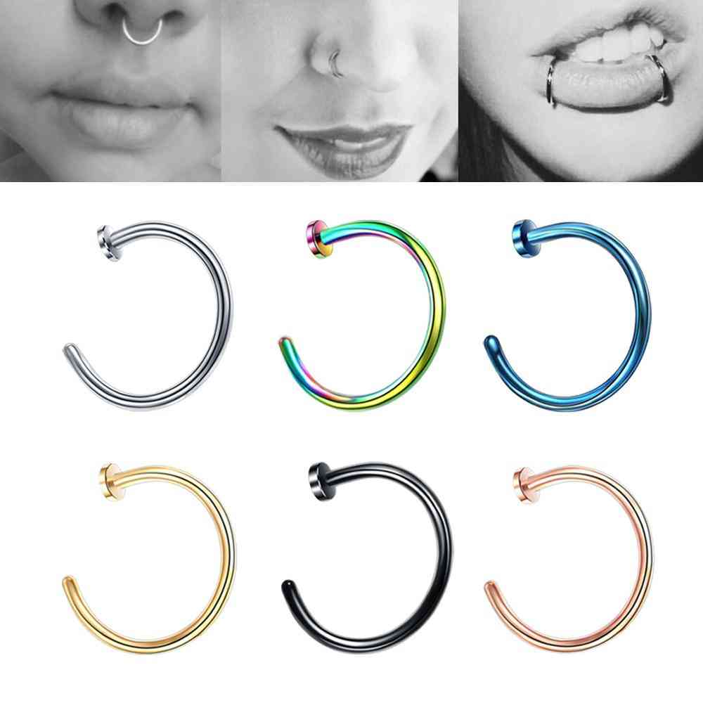 Colorful Fake Nose Piercing Ring Industrial Steel Tragus Earrings