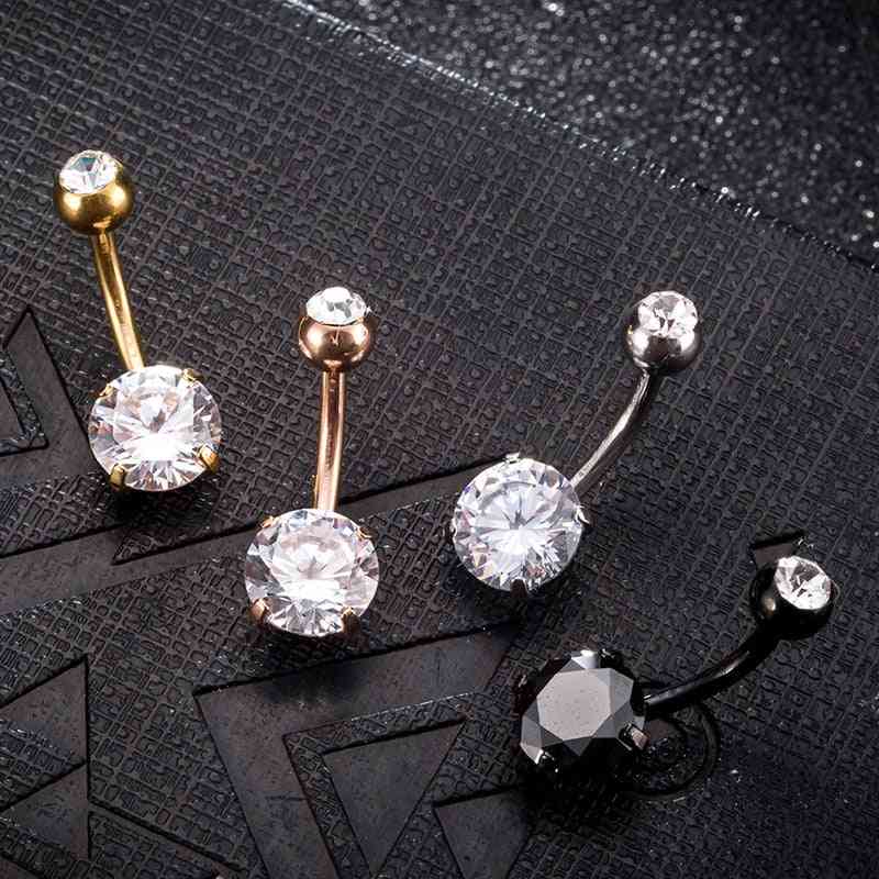 Unhas umbilicais estilo verão, umbigo, piercing, anel umbilical de cristal de aço inoxidável para joias femininas