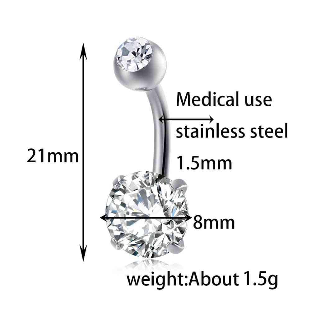 Summer Style Umbilical Nails, Navel, Body Piercing, Stainless Steel Crystal Belly Button Ring Jewelry