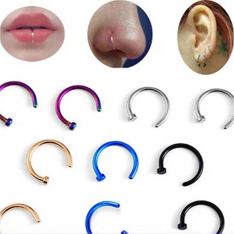 Titanium Punk Clip, On Fake Piercing Body Nose Lip Rings