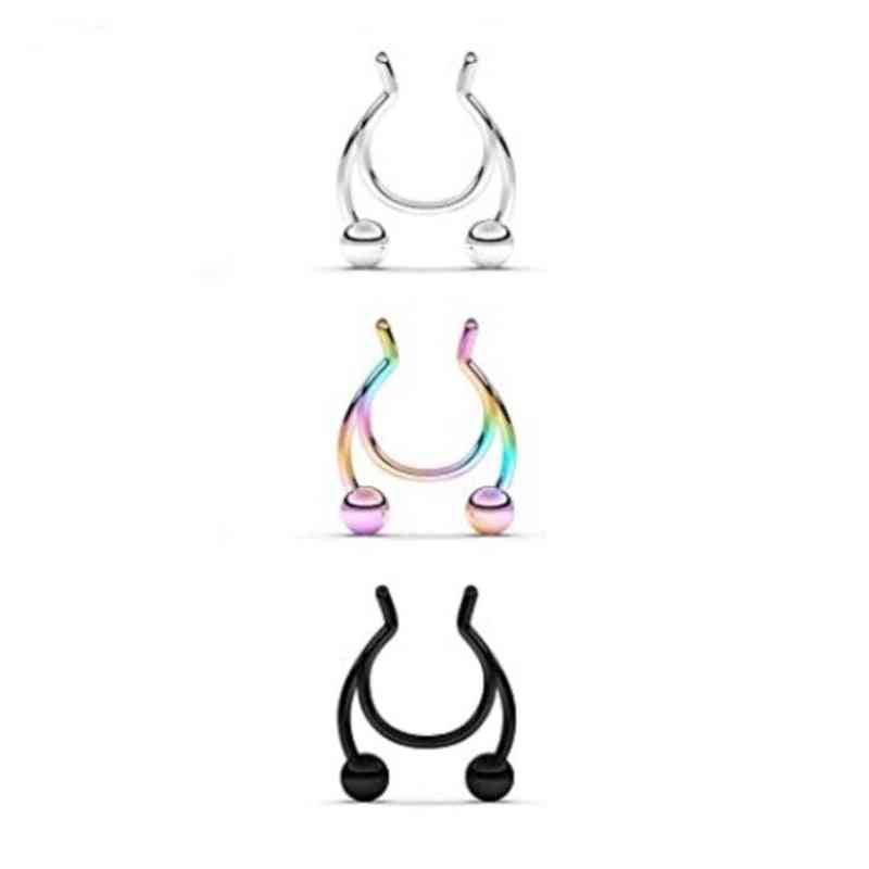 Nose Clip Medical Stainless Steel, Nasal Septum, False Ring Piercing Jewelry