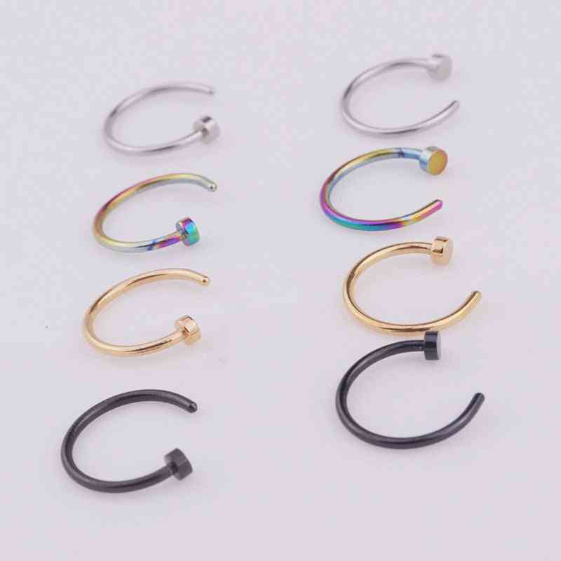 Punk Stainless Steel Fake Nose Ring C Clip