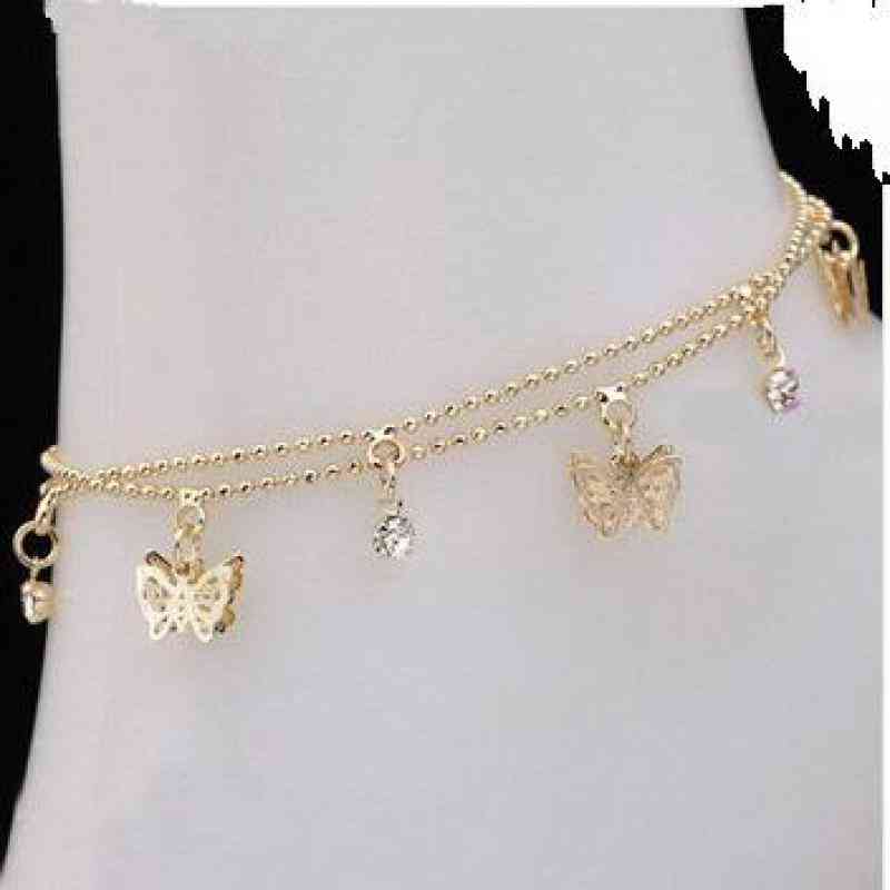 Women's Foot Chain, Summer Personality Wild Popular, Double Butterfly Lady Legs Anklet