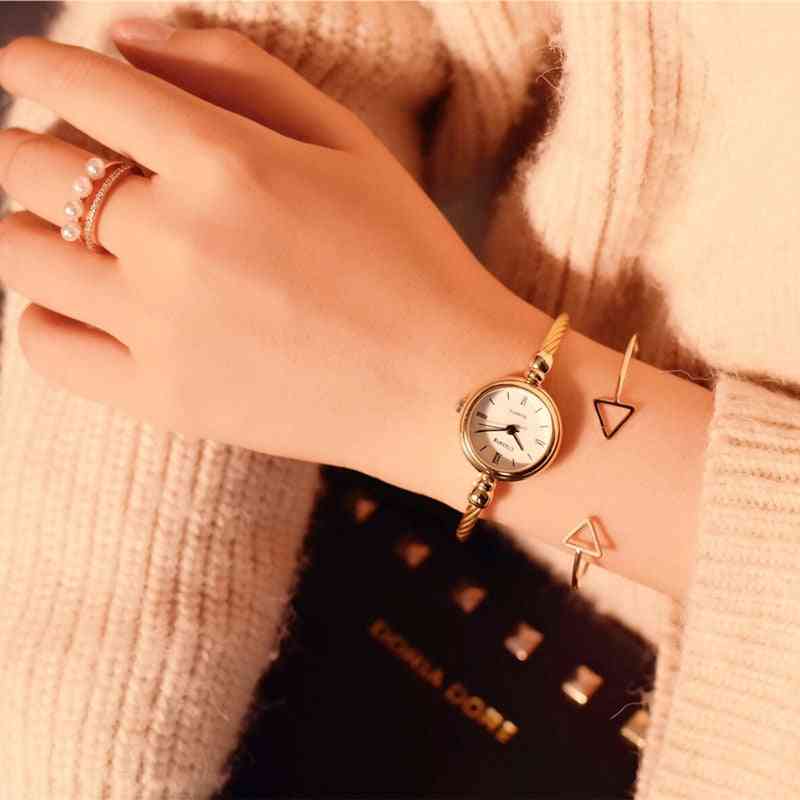 Gold Bangle Bracelet Luxury Watches, Stainless Steel Quartz Wristwatches