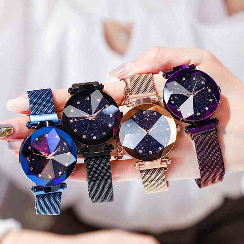Mesdames ciel étoilé magnétique montres montres-bracelets à quartz diamant