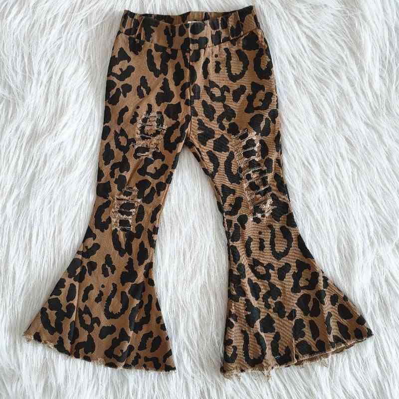 Leopard Pattern Bell Bottom Jeans For Baby Girl