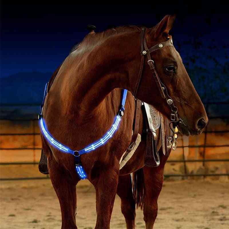Dual Led Horse Breastplate Nylon Webbing Night Visible Horse-racing Equestrian