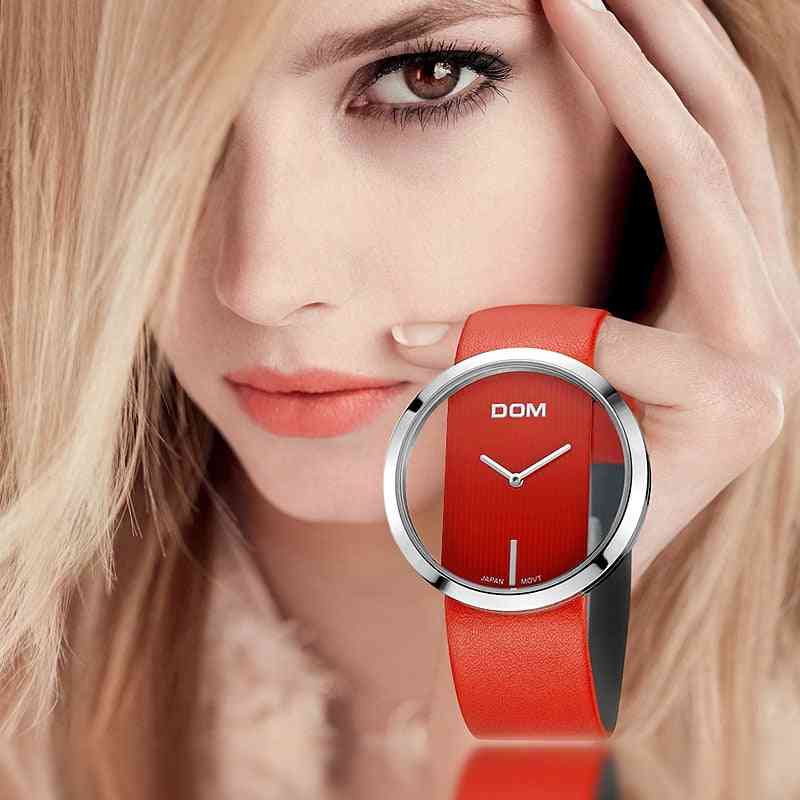 Luxusné módne neformálne vodeodolné kremenné hodinky remienok z pravej kože