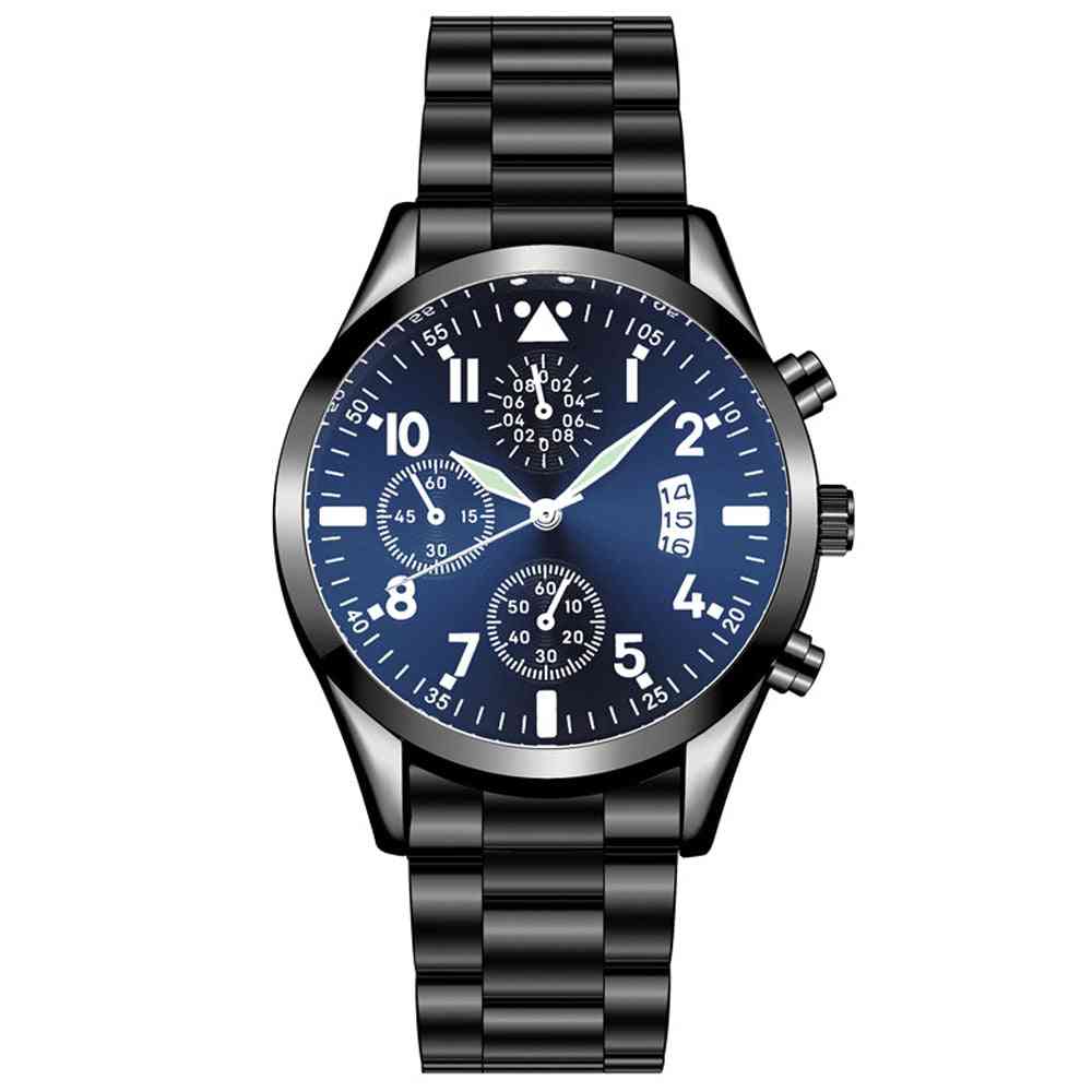 Quartz Wristwatch Classic Calendar Mens Business Steel Watch
