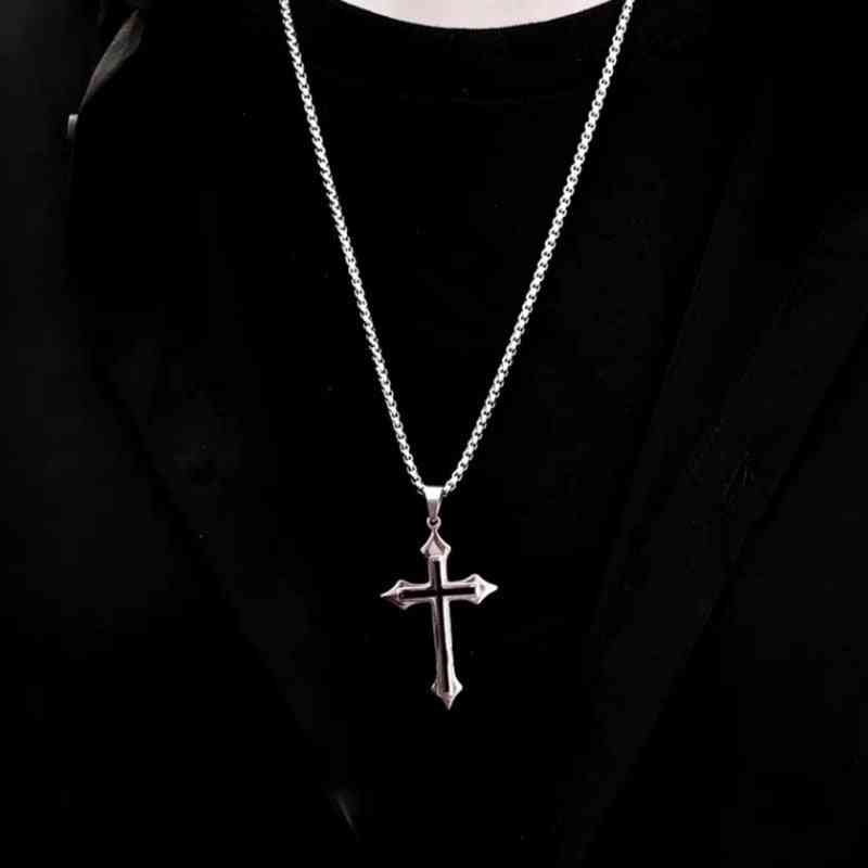Vintage Cross-drop Long Chain Necklace / Women
