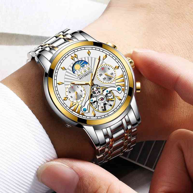Top Marke Luxus automatische mechanische Business-Uhr goldene Uhr