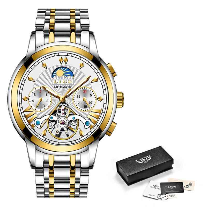 Top Brand Luxury Automatic Mechanical Business Clock Gold Watch