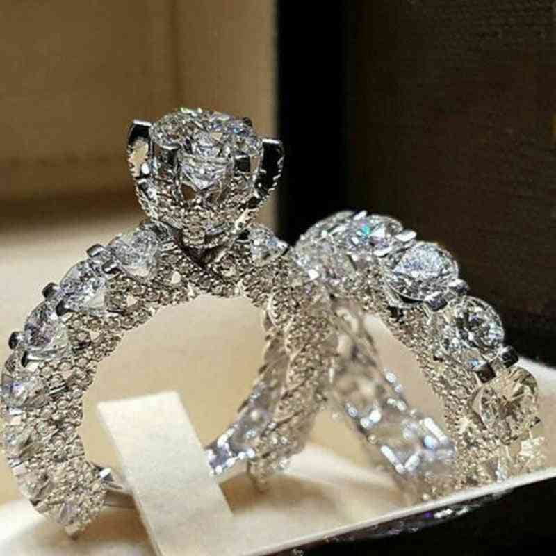 Zirconia Wedding/engagement Ring Set For Woman-size 6